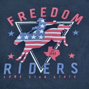 Raw State SS Black Unisex Tee "Freedom Riders Lone Star State" - Size Large